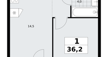 1-к. квартира, 36&nbsp;м²