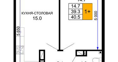 1-к. квартира, 40 м²