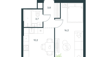 1-к. квартира, 33&nbsp;м²