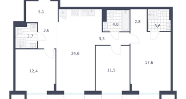 3-к. квартира, 92&nbsp;м²