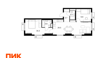 2-к. квартира, 62 м²