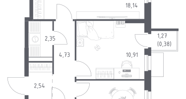 2-к. квартира, 53&nbsp;м²