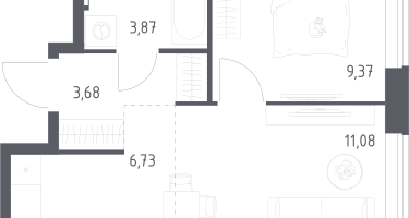 Студия, 34&nbsp;м²