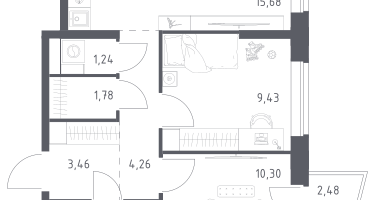 2-к. квартира, 51&nbsp;м²