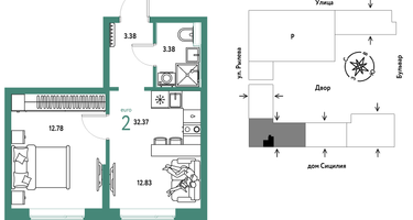 2-к. квартира, 32&nbsp;м²