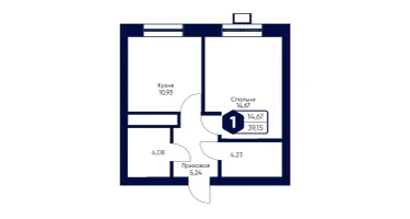 1-к. квартира, 39&nbsp;м²
