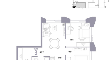 3-к. квартира, 50 м²