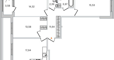 3-к. квартира, 80 м²