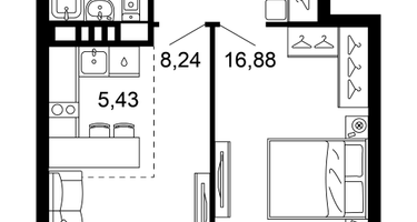 2-к. квартира, 41&nbsp;м²