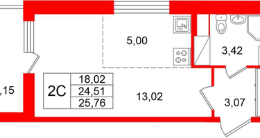 Студия, 24&nbsp;м²