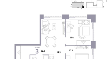 3-к. квартира, 52&nbsp;м²