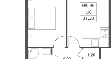 1-к. квартира, 31 м²