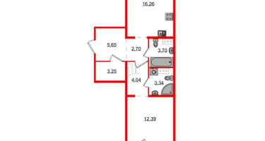 1-к. квартира, 53&nbsp;м²
