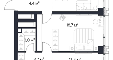 2-к. квартира, 66 м²