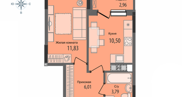 1-к. квартира, 33&nbsp;м²