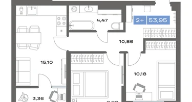 2-к. квартира, 53&nbsp;м²