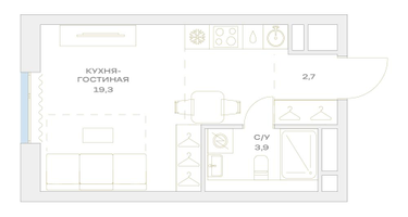 Студия, 25&nbsp;м²
