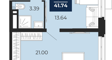 1-к. квартира, 41&nbsp;м²