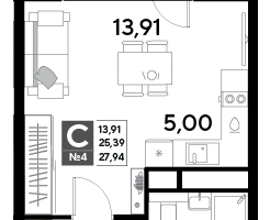 Студия, 27&nbsp;м²