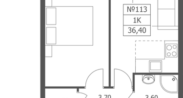 1-к. квартира, 36&nbsp;м²