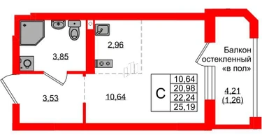 Студия, 22&nbsp;м²