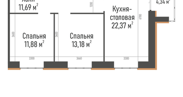 2-к. квартира, 69&nbsp;м²