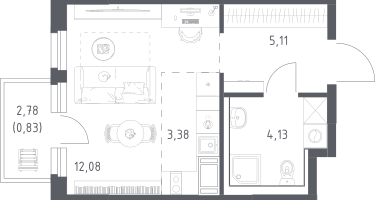 Студия, 25&nbsp;м²