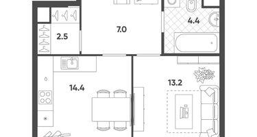1-к. квартира, 41&nbsp;м²