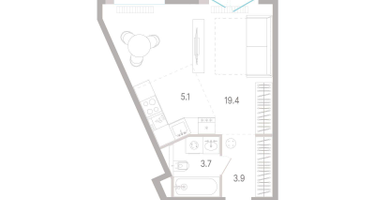 Студия, 32 м²