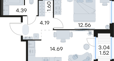 1-к. квартира, 38&nbsp;м²