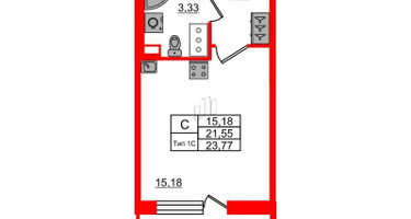 Студия, 21&nbsp;м²