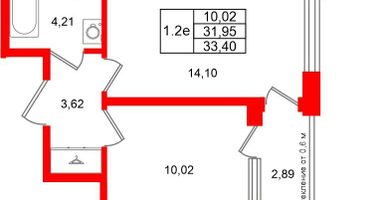 1-к. квартира, 31 м²