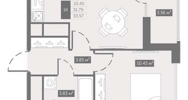 1-к. квартира, 33&nbsp;м²