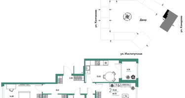 2-к. квартира, 70 м²