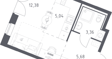Студия, 26&nbsp;м²