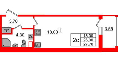 Студия, 26 м²