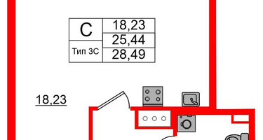 Студия, 25&nbsp;м²
