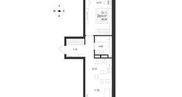 2-к. квартира, 48 м²