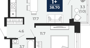 1-к. квартира, 37&nbsp;м²