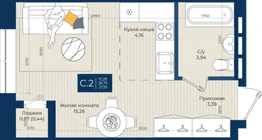 Студия, 27&nbsp;м²