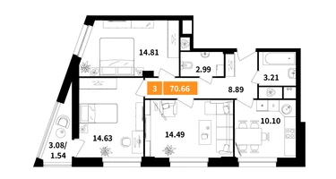 3-к. квартира, 70&nbsp;м²