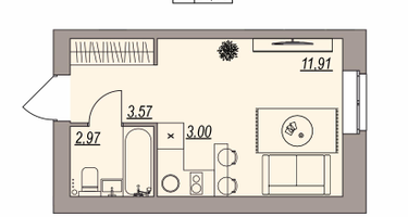 Студия, 21&nbsp;м²
