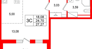 Студия, 24&nbsp;м²
