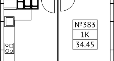 1-к. квартира, 34&nbsp;м²