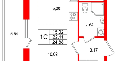 Студия, 22&nbsp;м²