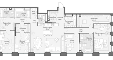 5-к. квартира, 218&nbsp;м²