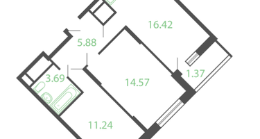 2-к. квартира, 55&nbsp;м²