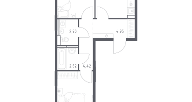 2-к. квартира, 57&nbsp;м²