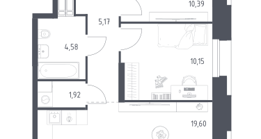 2-к. квартира, 55&nbsp;м²