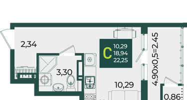 Студия, 22&nbsp;м²